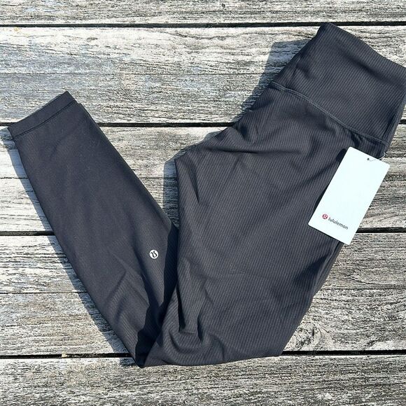 Lululemon Wunder Train‎ High-Rise Ribbed Tight 28" black size 10 NWT - Picture 1 of 7